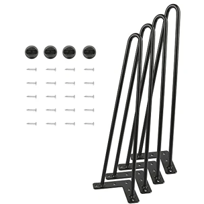Abbildung von THINFAR Tischbeine aus Haarnadel, Nadel, 4 teilig, Beine Stahl, DIY Metall (2 Stangen, 50 cm, schwarz)