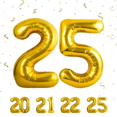 Abbildung von Geburtstag zahlen luftballon 25 jahre Gold Folienballon XXL Riesen in 40&quot; 101cm Geburtstagsdeko Ballon Zahl Deko zum .Fliegt mit Helium