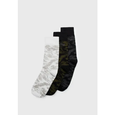Abbildung von Alpha Industries Graphic Socks 3 PACK Socken, Herren, Größe: 43 46, Khaki/white/black