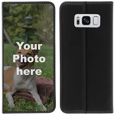 Abbildung von PhoneNatic Case kompatibel mit Galaxy S8 Personalisierte Handyhülle Kunstlederhülle schwarz zum selbst gestalten eigenem Foto