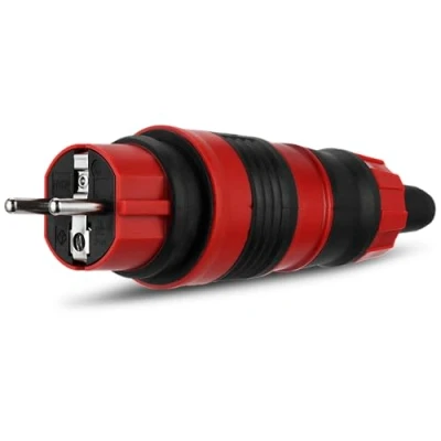 Abbildung von REV PROFI Gummistecker, Schutzkontaktstecker für Aussenbereich IP44, 230VAC, mehrfarbig, 16 x 5 5cm