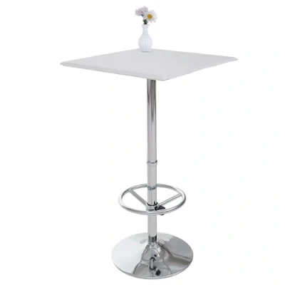 Abbildung von Mendler Bartisch Stehtisch Bistrotisch Chicago mit Fußablage, quadratisch 110x63x63cm MVG Zertifiziert weiß