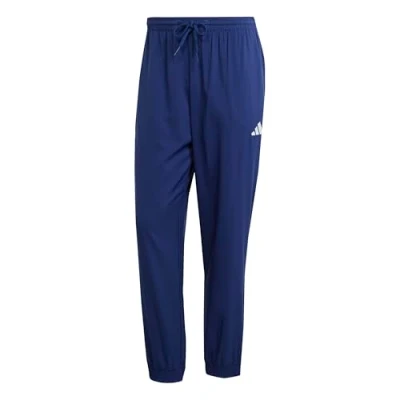 Abbildung von adidas Herren Essentials SMALL Logo Stanford Pant Elasticated, Dark Blue/White, M