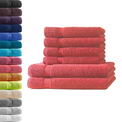 Abbildung von Hometex Premium Textiles Handtuch in Qualität 500 g/m², Feinster Frottier Stoff 100% Baumwolle, 2x Duschtuch + 4x Handtuch, Kuschelig weich, saugfähig, Extra schwere, flauschige Hotel