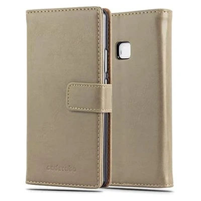 Abbildung von Cadorabo Hülle kompatibel mit Huawei P9 LITE 2016 / G9 aus Kunst Leder Flip Klappbare Magnetische [Standfunktion] [Kartenfächern] Cover für Tasche in Braun