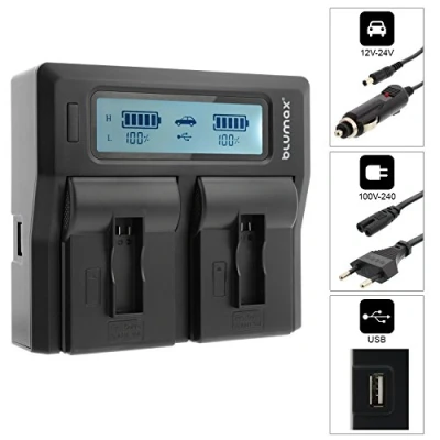 Abbildung von Doppelladegerät AHDBT 4 Dual Charger passend zu GoPro Hero Black, Silver 2 Akkus gleichzeitig Laden