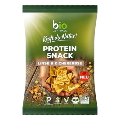 Abbildung von biozentrale Protein Snack Linse &amp; Kichererbse, 8 x 50 g (8er Pack), 26g Protein/100g, vegan glutenfrei, über 70% Hülsenfrüchte, nicht frittiert, lecker mit unseren Aufstrichen