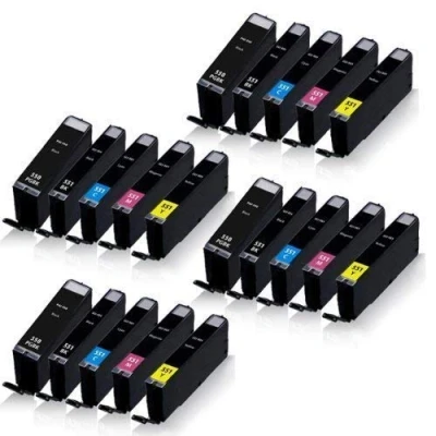 Abbildung von 20x Print Klex XL Tintenpatronen kompatibel für Canon Pixma IP7220 IP7240 IP7250 IP7270 MG5420 MG5440 MG5450 MG5470 MG5520 MG5550 MG5560 Black Cyan Magenta Yellow Sparset KCMY