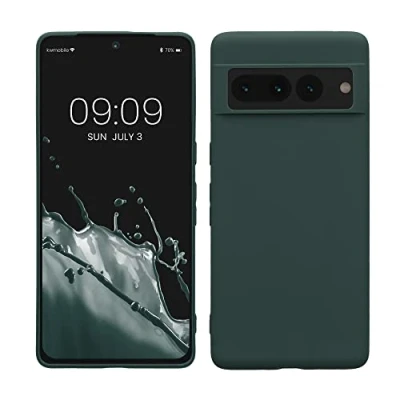 Abbildung von kwmobile Hülle kompatibel mit Google Pixel 7 Pro weiches TPU Silikon Case Cover geeignet für kabelloses Laden Moosgrün