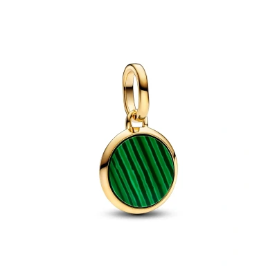 Abbildung von PANDORA ME Grünes gravierbares Mini Medaillon Charm aus Sterling Silber mit vergoldeter Metalllegierung und Malachit, Kompatibel Moments Armbänder, 763389C01