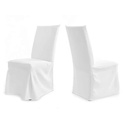 Abbildung von TexDeko Universal Stuhlhussen für extra hohe Lehne bis 112cm PARIS PLUS (Weiss)
