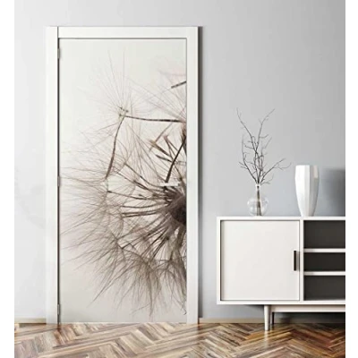 Abbildung von MyMaxxi Tür bekleben mit Türtapete Selbstklebend 90x200 Pusteblumen Seicht verschönern Türfolie Türaufkleber Türposter Türklebefolie Blumen Pflanzen Löwenzahn schwarz weiß