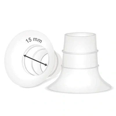 Abbildung von Maymom 15 mm Flansch Einsatz, kompatibel mit Elvie Single/Double Electric, Stride Cup (24 mm), Medela PersonalFit Flex Shield, keine Original Ersatzteile