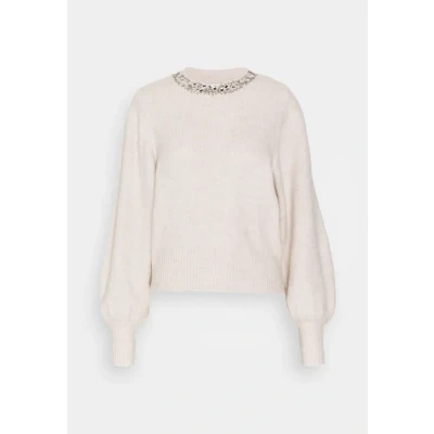 Abbildung von ONLY Onlelsa Strickpullover, Damen, Größe: XXL, Pumice stone/white melange