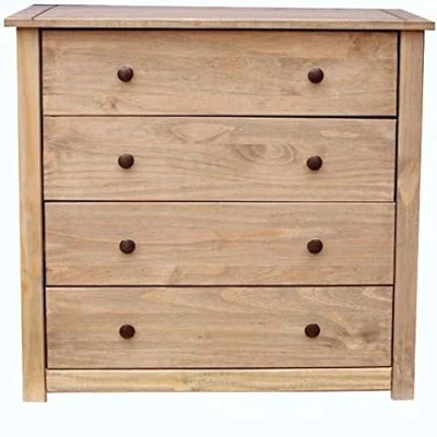 Abbildung von Home Discount Panama Aufbewahrungs Truhe 4 Schublade, Eiche Natur Wachs Finish massiv Schlafzimmer Möbel, Beige