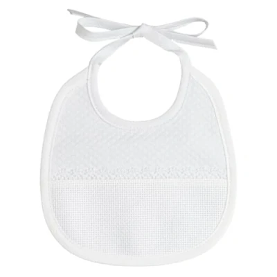 Abbildung von Filet Kleines Lätzchen aus weichem Stoff, Motiv Lutschtabletten, Weiß mit Tasche Aida zum Sticken, ideal für Babys und die ersten Monate, hergestellt in Italien,