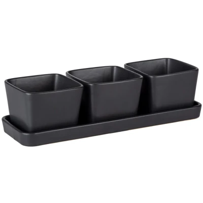 Abbildung von WENKO Dipschale &quot;Snack &amp; Dip&quot;, 3 tlg., aus Keramik, 0,3L. Inklusive Tablett