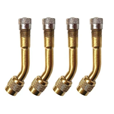 Abbildung von QitinDasen 4Pcs Professionell Reifen Ventilverlängerung Adapter Set, 135 Grad Messing Reifenventil Verlängerung Schrader Ventil Adapter, für Fahrrad, Motorrad, Auto (Golden)