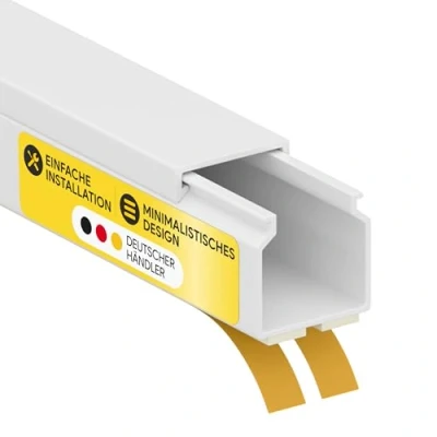Abbildung von Kabelkanal aus hochwertigem PVC weiß Selbstklebend 2m 1 Stück 16x16mm