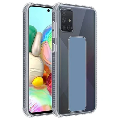 Abbildung von Cadorabo Hülle kompatibel mit Samsung Galaxy A51 4G M40s Schutzhülle TPU Silikon Case Standfunktion Design Kameraschutz Slim Kratzfest Gummi für in Blau
