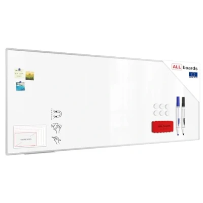 Abbildung von ALLboards Magnetisches Whiteboard 250x100cm Magnettafel mit Aluminiumrahmen Premium EXPO und Stifteablage, Weiß Magnetisch Tafel, Trocken Abwischbar, Wiederbeschreibbar Weißtafel
