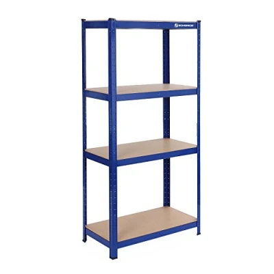 Abbildung von SONGMICS Schwerlastregal, Kellerregal, Lagerregal, 40 x 80 160 cm, Regal mit Stahlgestell, bis 520 kg belastbar, 4 verstellbare Ablagen, blau GLR44Q