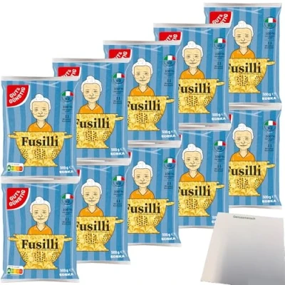 Abbildung von Gut&amp;Günstig Nudeln Fusilli Pasta aus Italien 10er Pack (10x500g Beutel) + usy Block