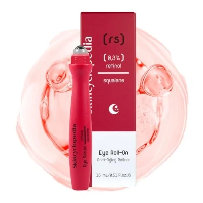 Abbildung von Skincyclopedia Retinol Augen Roll On kühlend mit Squalan und Hyaluronsäure, Augenroller gegen Falten Augenringe, Soforteffekt Augenserum, Anti Aging Augencreme, optimale Augenpflege, 15ml