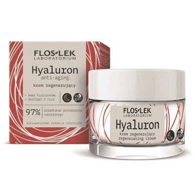 Abbildung von Floslek HYALURON Regenerierende Nachtcreme Anti Aging Behandlung Reduziert Falten Versorgt die Haut mit Feuchtigkeit Naturkosmetik 50 ml