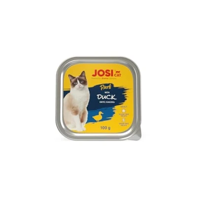 Abbildung von JosiCat Paté with Duck (32 x 100 g) Adult Premium Nassfutter für ausgewachsene Katzen Pastete mit Ente Vitamin D3 &amp; E getreidefrei Powered by JOSERA Katzenfutter nass 32er Pack