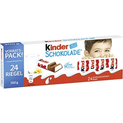 Abbildung von kinder Schokolade Schokoriegel aus gefüllter Vollmilchschokolade 1 Packung mit je 24 Einzelriegeln (24 x 12,5 g).