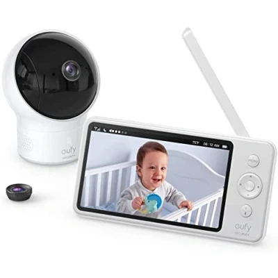 Abbildung von eufy Security SpaceView Babyphone mit 5 Zoll LCD Display, 720 HD, Weitwinkelobjektiv, präzise Nachtsicht, beidseitige Audiofunktion, 2900mAh Akku, Temperatursensor, smarte Meldungen(Generalüberholt)