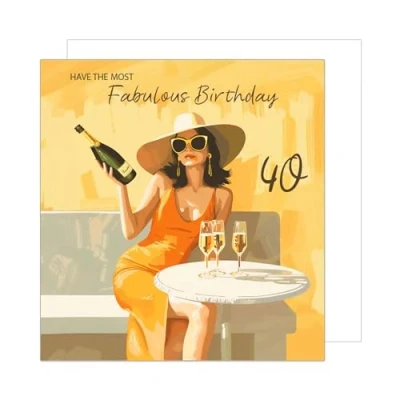 Abbildung von Edition Seidel Premium quadratische Glückwunschkarte zum 40. Geburtstag mit Umschlag. Geburtstagskarte Fabulous Birthday Billet Karte für Frau Freundin Kollegin Sekt Champagner Style (GQ391 SW025)