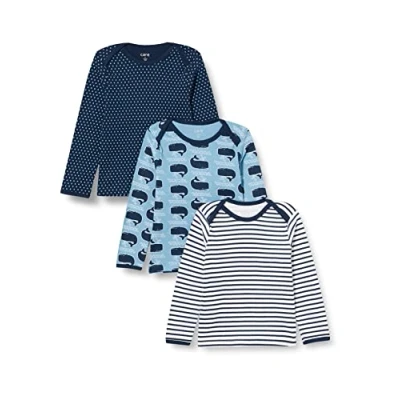 Abbildung von Care Baby Langarmshirts aus weicher gerippter Baumwolle, 3er Pack Deep Skye Blue (720), 74
