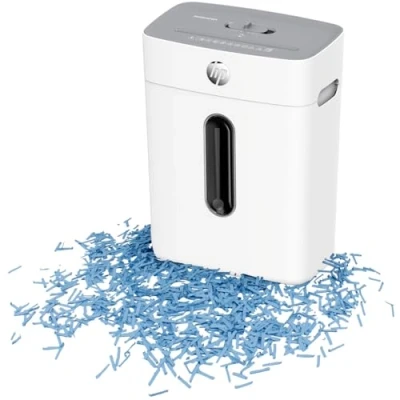 Abbildung von Go Europe Aktenvernichter HP OneShred 8CC, Sicherheitsstufe P 4 Cross Cut 8 Blatt 15 L Partikelschnitt weiß