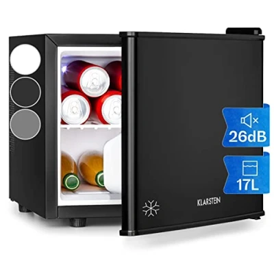 Abbildung von Klarstein Table Top Kühlschrank HEA6 CoolHide Slv 10036105A, 38.5 cm hoch, 42 breit, Hausbar Minikühlschrank ohne Gefrierfach Getränkekühlschrank klein