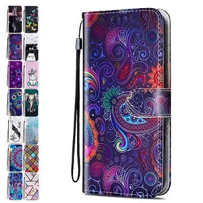 Abbildung von Lederhülle für Huawei P20 Pro / Plus Hülle Muster Handyhülle Flip Case Cover Schutzhülle mit Kartenfach Handytasche Mädchen Damen Bunte Spitze