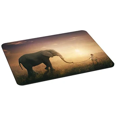 Abbildung von Pedea Gaming und Office Mauspad 350 x 260 mm mit Vernähten Rändern Rutschfester Unterseite, Elephant