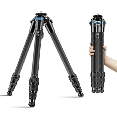 Abbildung von SIRUI AM284 Videostativ Carbon Kamera Reise Stativ für professionelles Fotografie, 4 Beinabschnitte, Kamerastativ Reisestativ Travel Tripod mit abnehmbaren EdelstahlSpikes, belastbar bis 15 kg