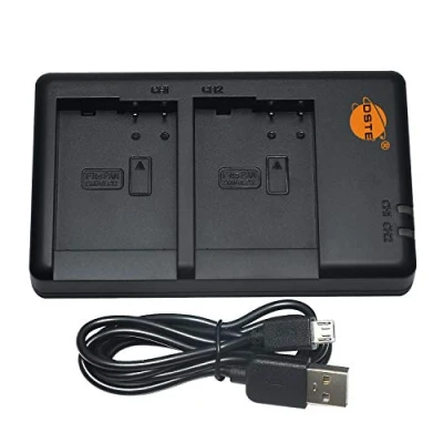 Abbildung von DSTE DE A80 USB Dual Akkuladegerät Kompatibel mit Panasonic DMW BLC12,DMW BLC12e,BP DC12,BP DC12U,BP DC12E Batterie als A80AA/SX Versorgung über Micro zu A 2.0 Ladekabel