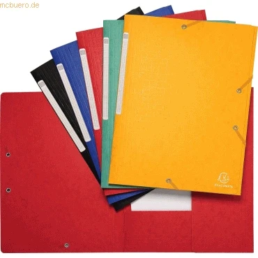 Abbildung von Exacompta 55750E Einschlagmappe Scotten aus Colorspan Karton DIN A4 mit 2 Gummizügen und 3 Klappen Beschriftungsetikett 1 Stück Zufallsfarbe Sammelmappe Dokumentenmappe