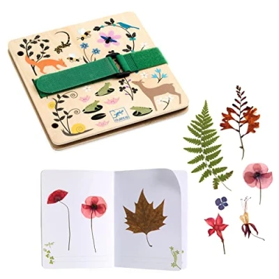 Abbildung von DJECO Kreativset DIY Pflanzenpresse &amp; Herbarium mit 48 Seiten Holzpresse