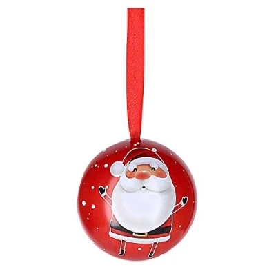Abbildung von Cepewa Santa Weihnachtskugel aus Metall zum Aufhängen und Öffnen Weihnachtsschmuck Christbaumkugel Weihnachtsmann (1 x Santa)