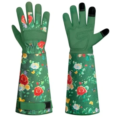 Abbildung von Gartenhandschuhe für Damen und Herren,Atmungsaktive Leder Gartenhandschuhe,Lange mit Unterarmschutz,Gartenarbeiten Handschuhe Gartenreinigung, Wählen, Pflanzen, Landschaftsbau