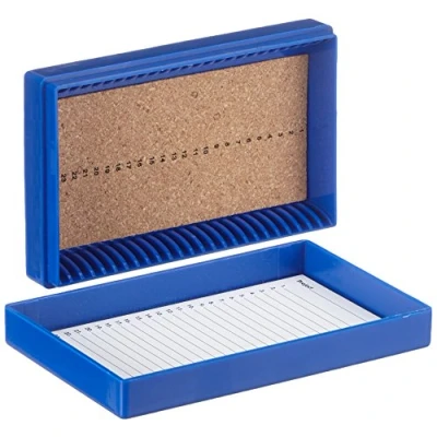 Abbildung von neoLab 2 2338 Objektträger Kasten für 25 St, PS, Blau