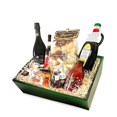 Abbildung von Feinkost Geschenkkorb IL MEGLIO D&#039;ITALIA mit ausgesuchten italienischen Spezialitäten Prosecco / Olivenöl Pasta Dessert