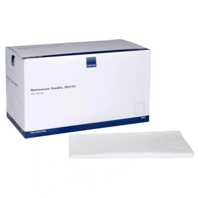 Abbildung von ABENA Kompressen 125 Stück, nicht gewebt, STERIL ULTRASOFT Wundauflagen, 4 lagig, 10 x 20 cm, Mullkompressen, verpackt 5 Stück