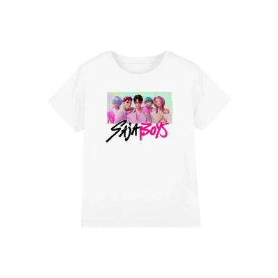 Abbildung von Netflix KPOP Demon Hunters SAJA BOYS Photo Frame Tshirt print für Kinder, Größe: 134 140, White