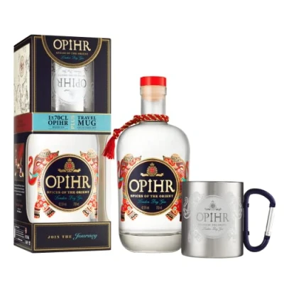 Abbildung von Opihr I Oriental Spiced Gin Geschenkset Exotischer aus dem Orient Set inklusive Becher Handgefertigt in Englands ältester Destillerie 42,5% Vol. 700 ml