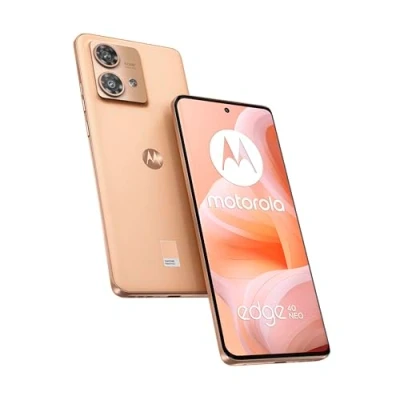 Abbildung von Motorola Mobility Edge40 neo Smartphone (6,55&quot; FHD+ Display, 50 MP Kamera, 12/256 GB, 5000 mAh, Android 13) Peach Fuzz, inkl. Schutzcover + KFZ Adapter [Exklusiv bei Amazon]